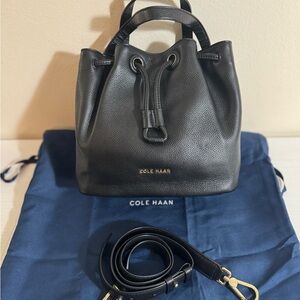 Cole Haan Black Purse with Drawstring Closure